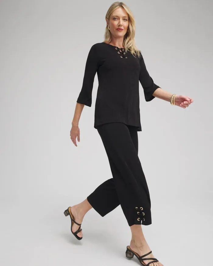 Chico039s Tops Travelers Lace Up Top Travelers Black 8211 Clothing