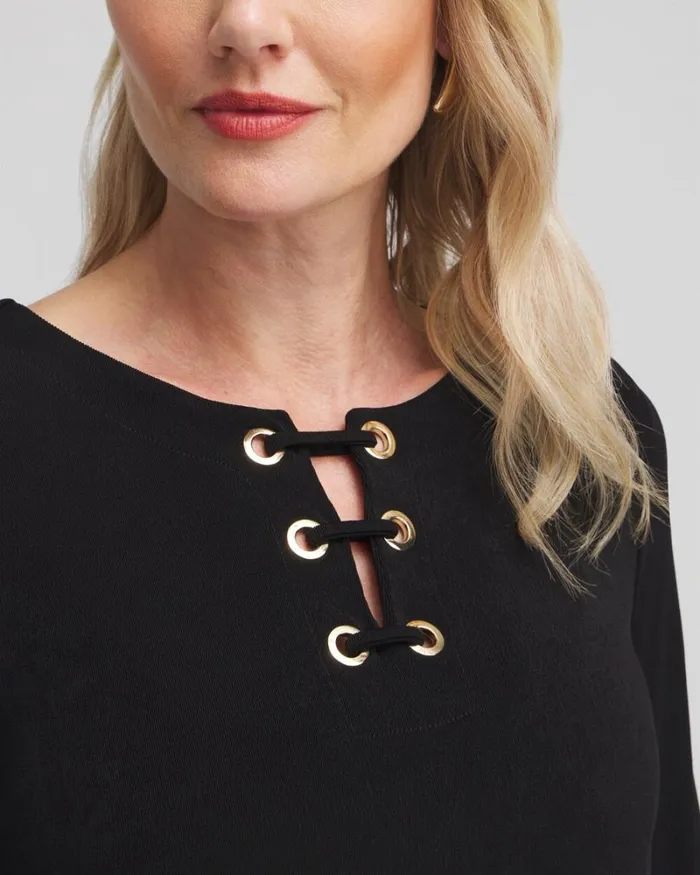 Chico039s Tops Travelers Lace Up Top Travelers Black 8211 Clothing