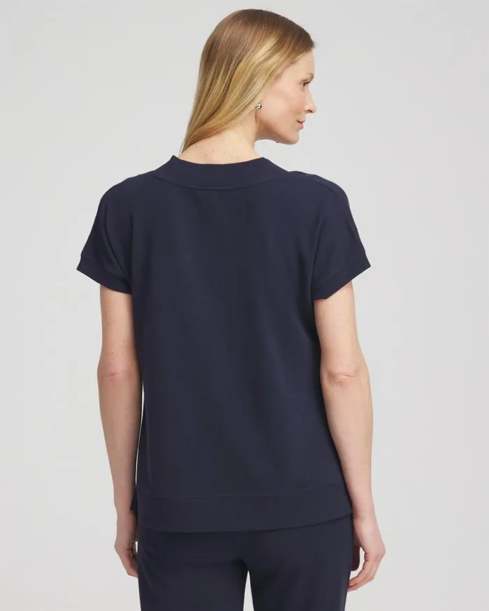 Chico039s Tops Zenergy French Terry Gauze Beach Shirt Alabaster 8211 Clothing
