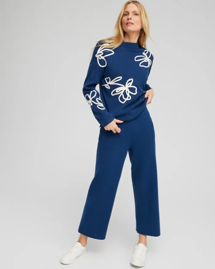 Chico039s Tops Zenergy Luxe Cashmere Blend Soutache Top Azores Blue 8211 Clothing