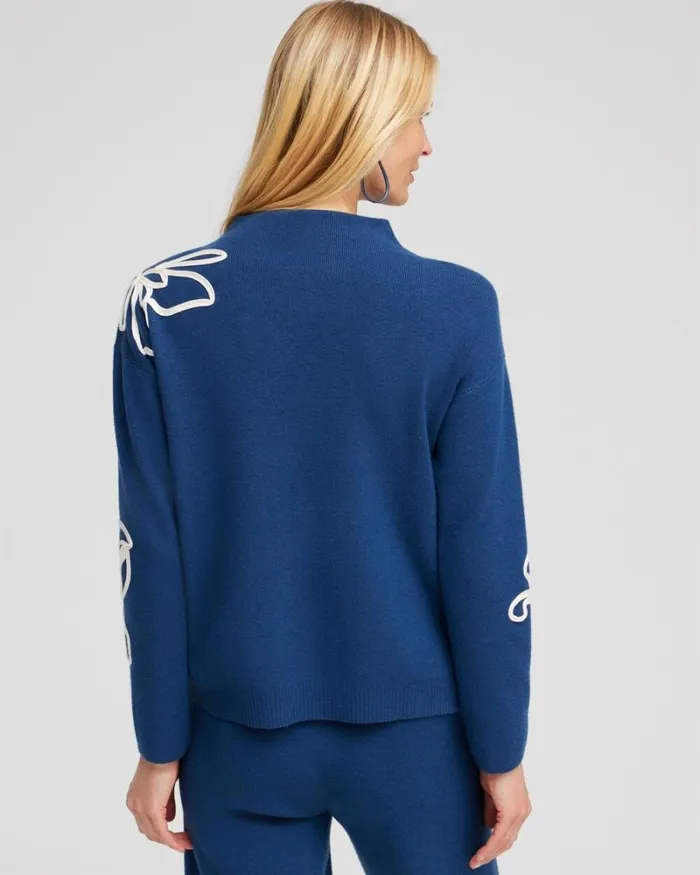 Chico039s Tops Zenergy Luxe Cashmere Blend Soutache Top Azores Blue 8211 Clothing