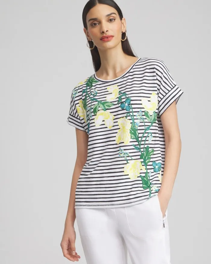 Chico039s Tops Zenergy Scoop Neck Floral Tee Verdant Green 8211 Clothing