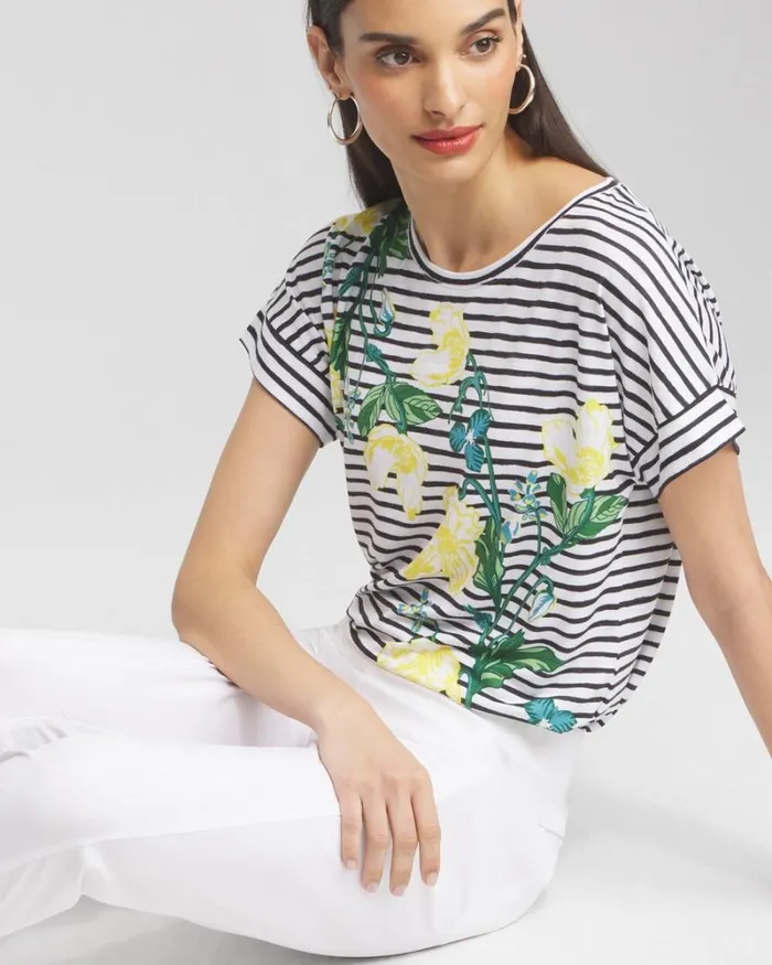 Chico039s Tops Zenergy Scoop Neck Floral Tee Verdant Green 8211 Clothing