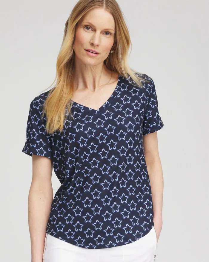 Chico039s Tops Zenergy Star Tee Classic Navy 8211 Clothing