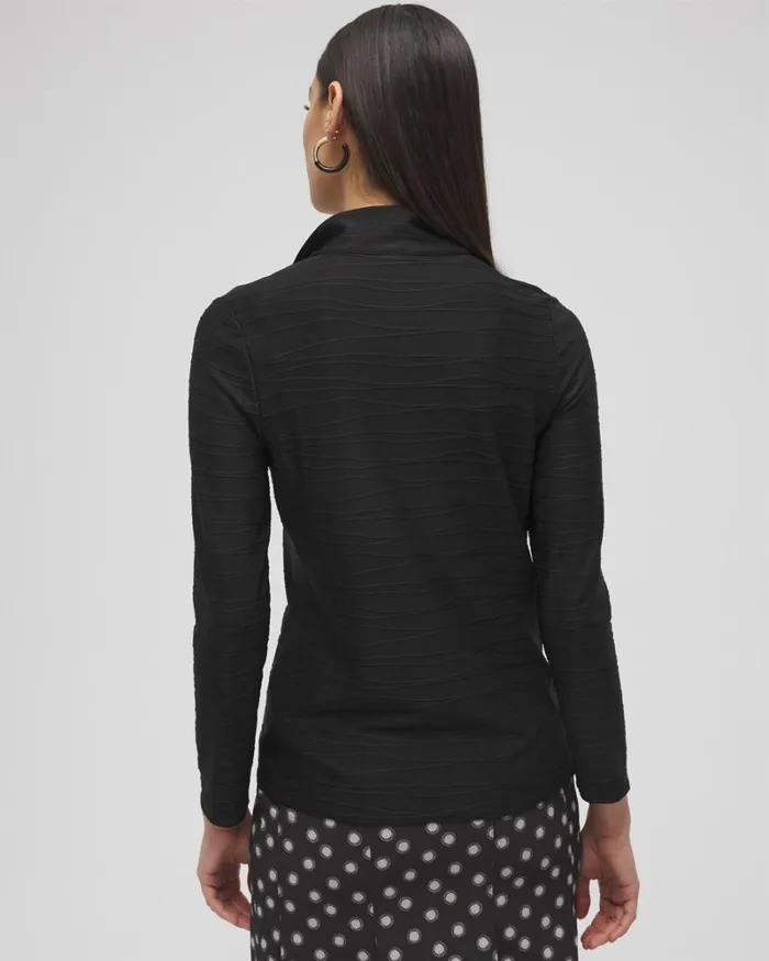 Chico039s Tops Zenergy UPF Knit Jacquard Pullover Classic Navy 8211 Clothing