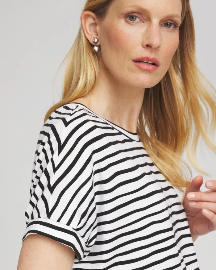 Chico039s Tops Zenergy UPF Knit Stripe Tee Black 8211 Clothing