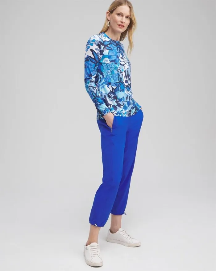 Chico039s Tops Zenergyu00AE UPF Floral Sun Tee Intense Azure 8211 Clothing