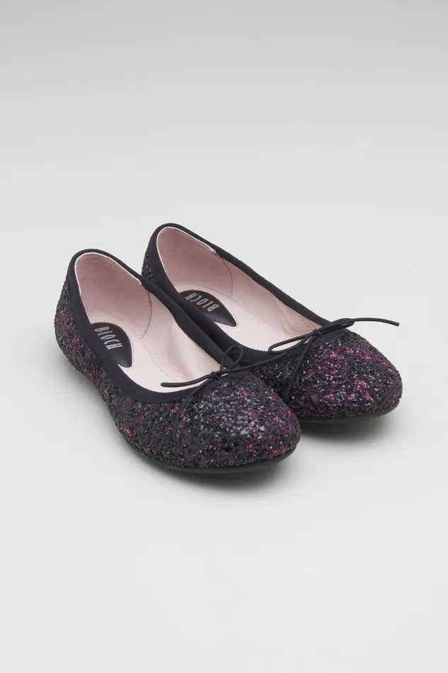 Children Bloch Girls Helia Ballet Flats Pink Black Glitter Ballet Flats