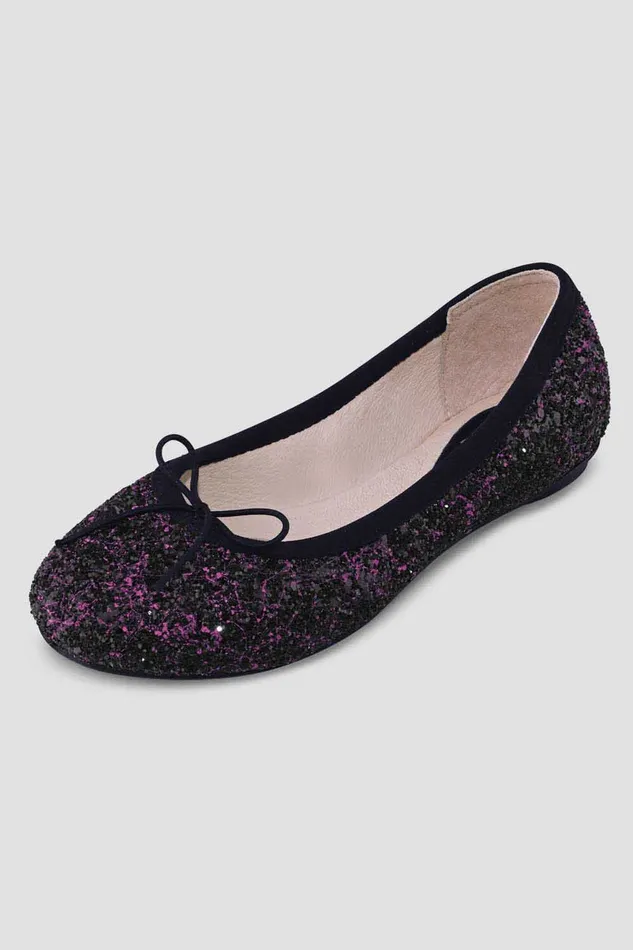 Children Bloch Girls Helia Ballet Flats Pink Black Glitter Ballet Flats