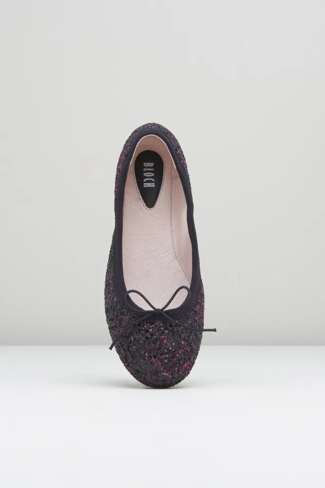 Children Bloch Girls Helia Ballet Flats Pink Black Glitter Ballet Flats
