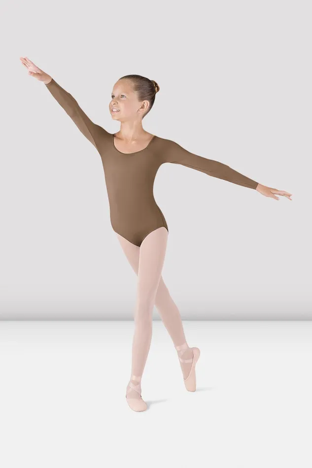 Children Bloch Girls Meglio Long Sleeve Leotard Almond Basics