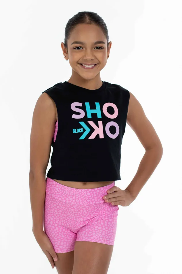Children Bloch X Flo Active Cleo Crop Muscle Top Black Crop Tops Bloch