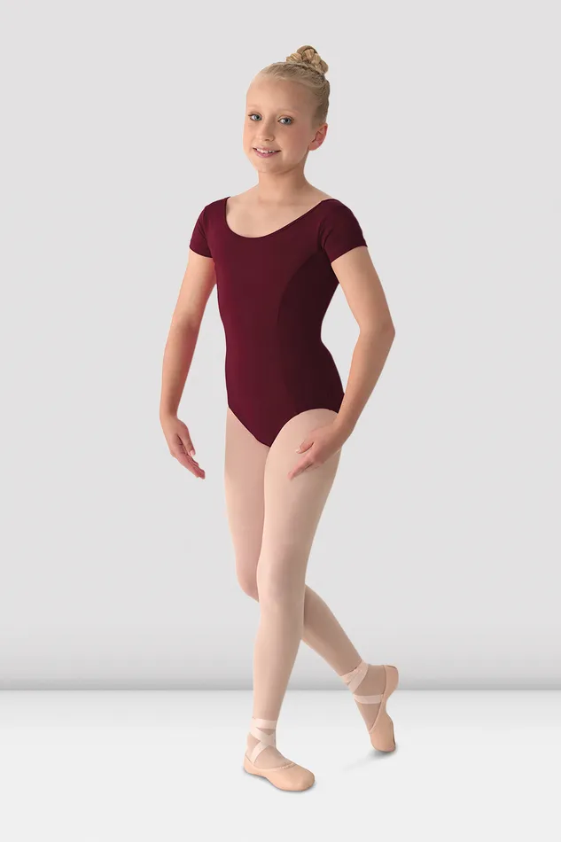 Children Girls Mirella Classic Short Sleeve Leotard Burgundy Leotards Bloch