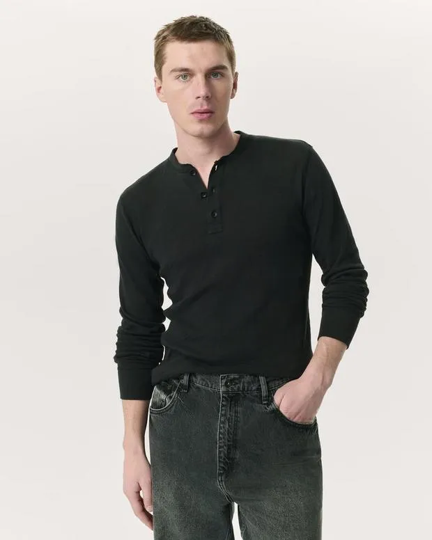 Classic Flame Henley Jet BlackWhite Men TShirts and Henleys rag and bone