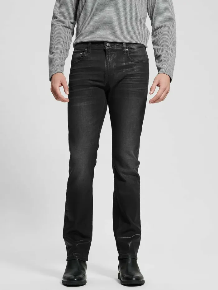 Coated Straight Jeans Slick Black Coated Jeans and Denim GUESS Men