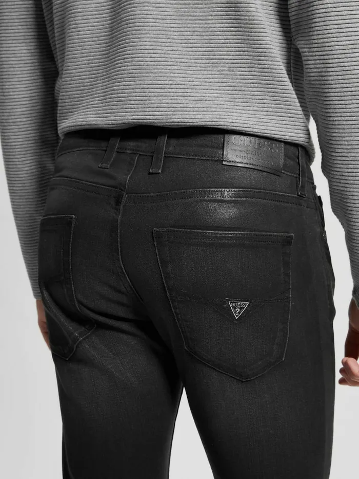 Coated Straight Jeans Slick Black Coated Jeans and Denim GUESS Men Coated Straight Jeans Slick Black Coated Jeans and Denim GUESS Men