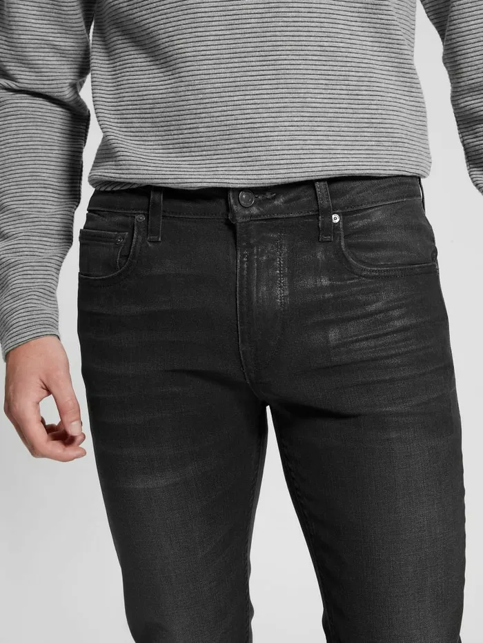 Coated Straight Jeans Slick Black Coated Jeans and Denim GUESS Men Coated Straight Jeans Slick Black Coated Jeans and Denim GUESS Men