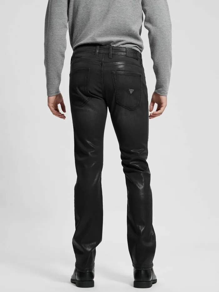 Coated Straight Jeans Slick Black Coated Jeans and Denim GUESS Men Coated Straight Jeans Slick Black Coated Jeans and Denim GUESS Men