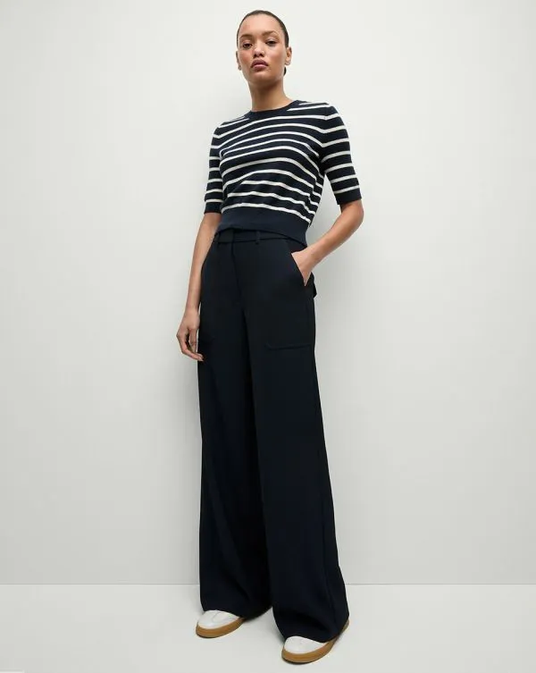 Cole WideLeg Pant Navy Women Veronica Beard Pants