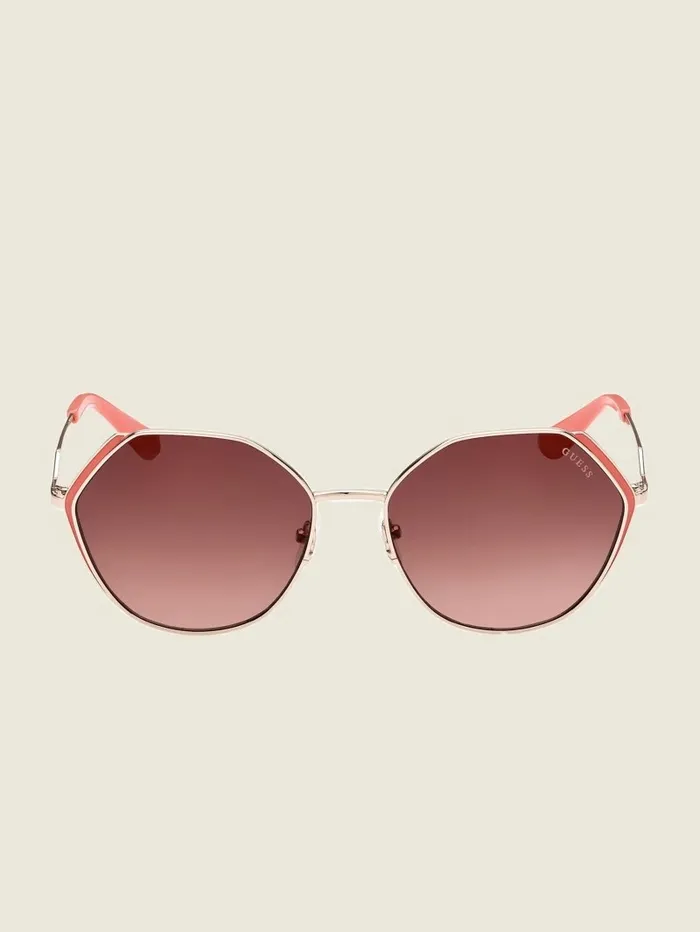 Colored Temple Geometric Sunglasses Tortoise Sunglasses GUESS Women