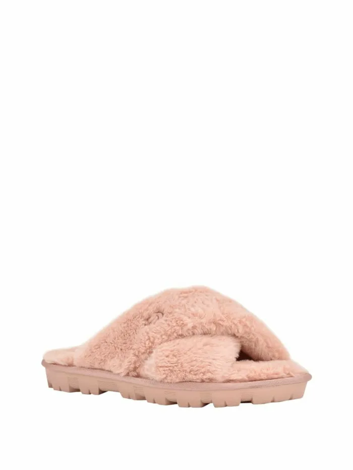 Crisscross Fur Slipper Pink Women Sandals GUESS
