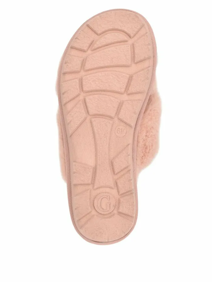 Crisscross Fur Slipper Pink Women Sandals GUESS