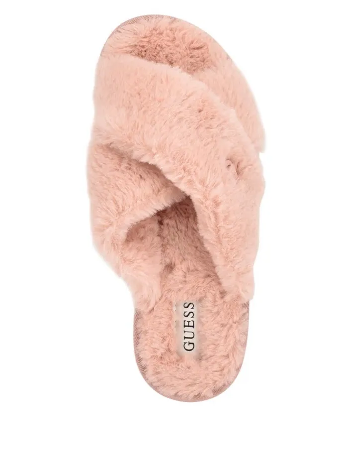 Crisscross Fur Slipper Pink Women Sandals GUESS