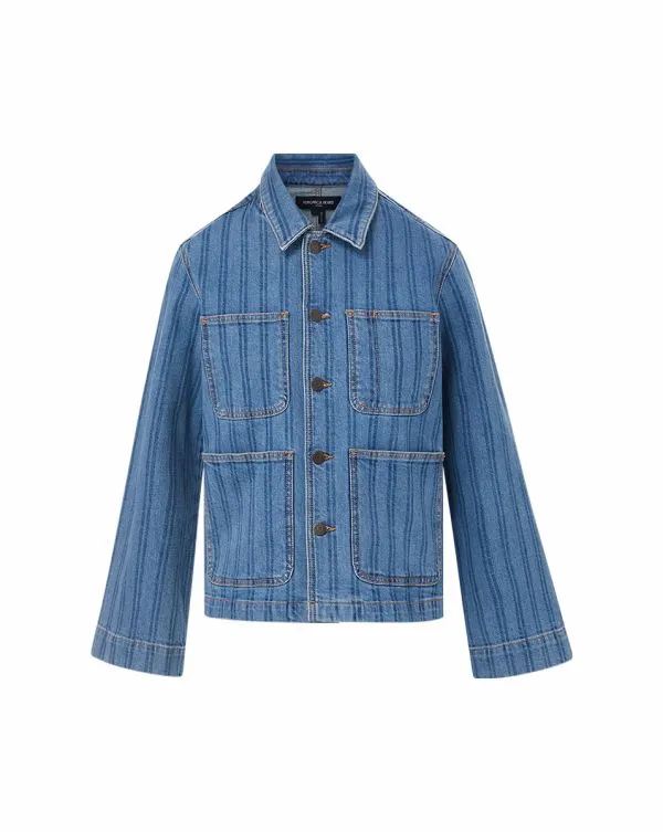 Dahl Striped Denim Chore Jacket Sapphire Stripe Women Veronica Beard Jackets and Outerwear Dahl Striped Denim Chore Jacket Sapphire Stripe Women Veronica Beard Jackets and Outerwear