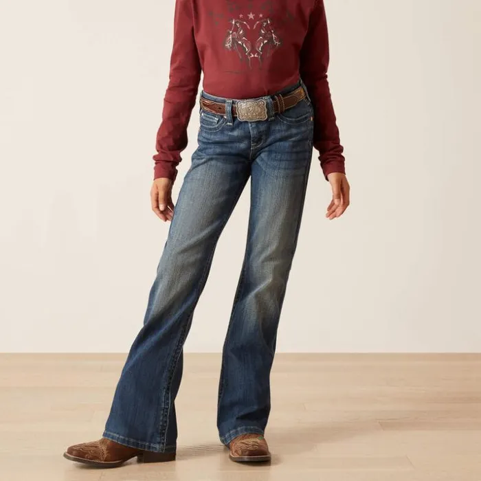 Denim Kids Ariat REAL Clover Boot Cut Chill Blue
