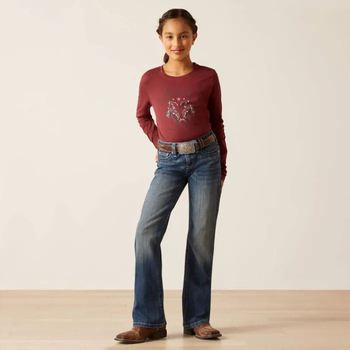 Denim Kids Ariat REAL Clover Boot Cut Chill Blue Denim Kids Ariat REAL Clover Boot Cut Chill Blue