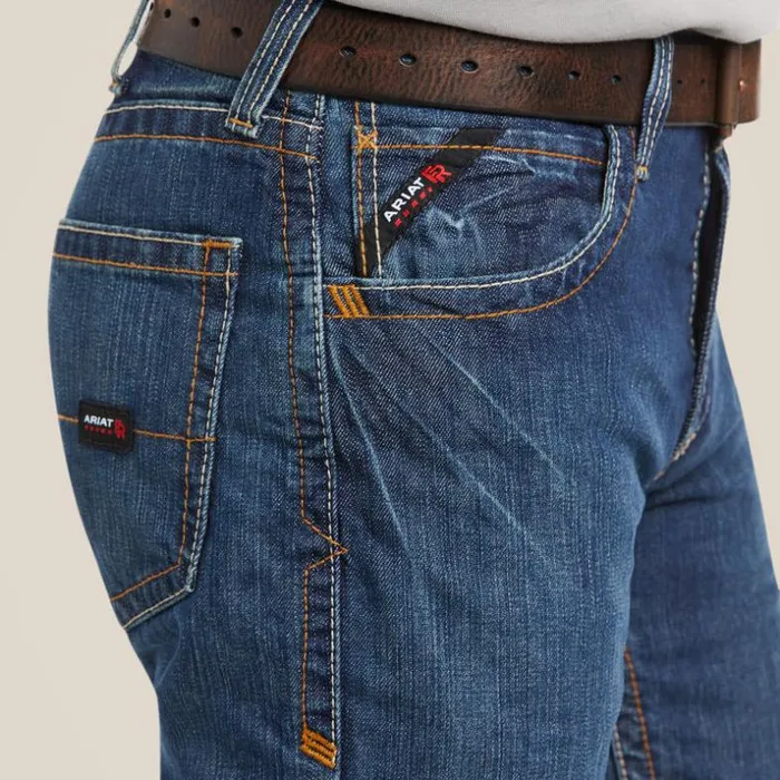 Denim Men Ariat FR M5 Straight Basic Stackable Straight Leg Jean Clay Denim Men Ariat FR M5 Straight Basic Stackable Straight Leg Jean Clay