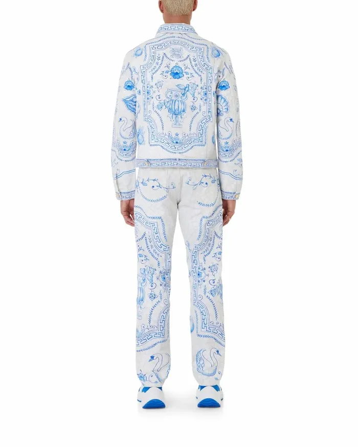 Denim Men Casablanca Paris Plat A Dessert Blanc Classic Denim Jacket