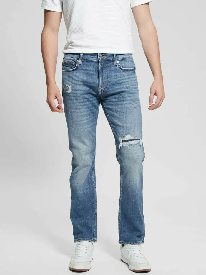 Distressed Straight Jeans Nomadic Jeans and Denim GUESS Men