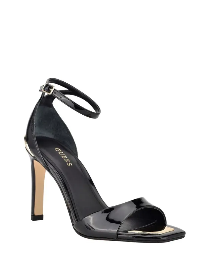 Divine Heeled Sandals Black Patent Women Sandals GUESS