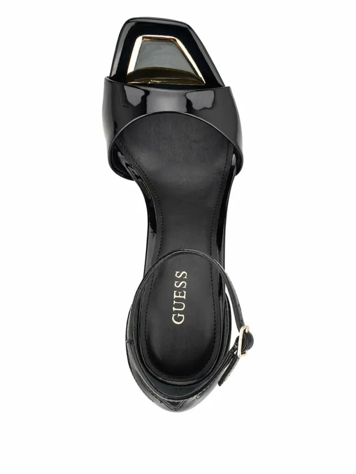 Divine Heeled Sandals Black Patent Women Sandals GUESS