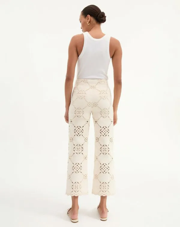 Dova Eyelet Pant Ecru Women Veronica Beard Pants Dova Eyelet Pant Ecru Women Veronica Beard Pants