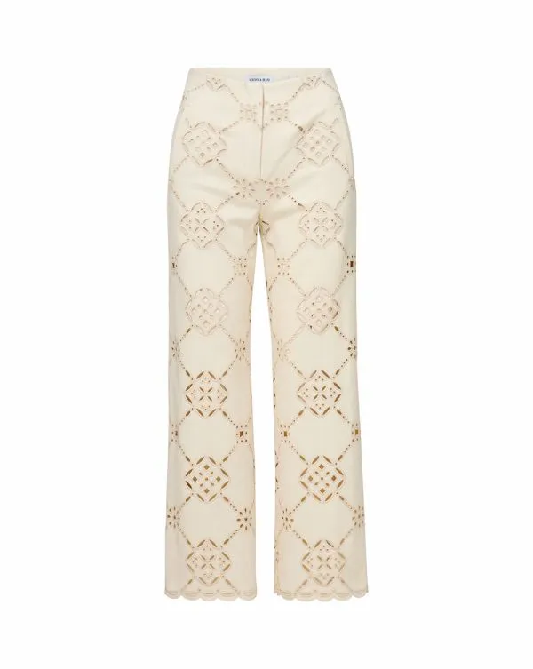 Dova Eyelet Pant Ecru Women Veronica Beard Pants Dova Eyelet Pant Ecru Women Veronica Beard Pants
