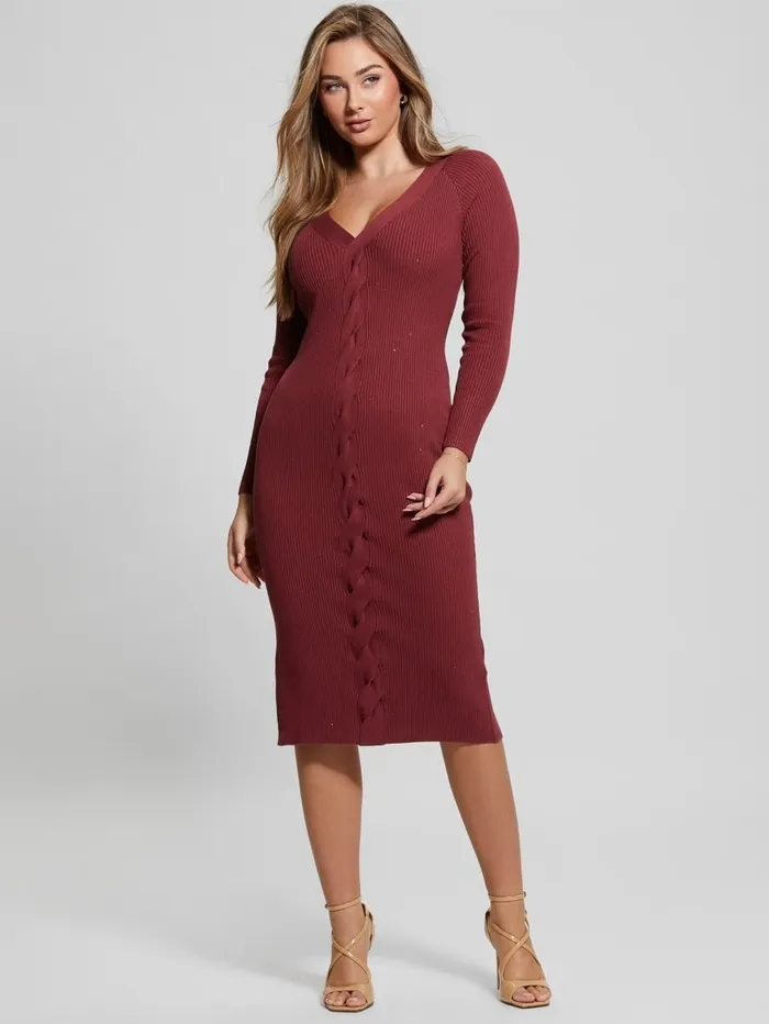 Dresses and Jumpsuits Celia Sequin Sweater Dress Tahiti Red Multi 8211 GUESS Women Dresses and Jumpsuits Celia Sequin Sweater Dress Tahiti Red Multi 8211 GUESS Women