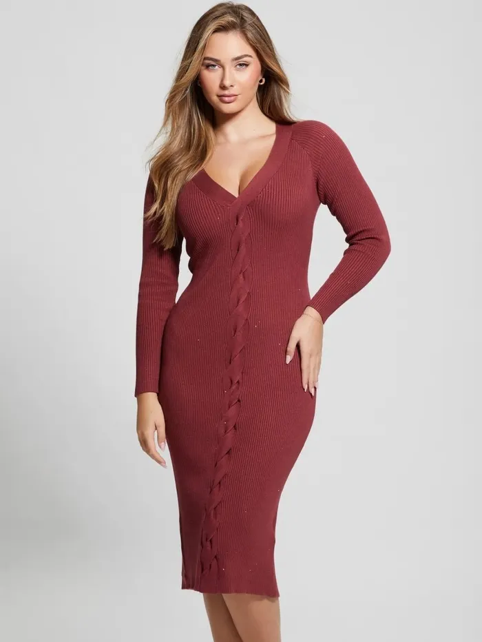 Dresses and Jumpsuits Celia Sequin Sweater Dress Tahiti Red Multi 8211 GUESS Women Dresses and Jumpsuits Celia Sequin Sweater Dress Tahiti Red Multi 8211 GUESS Women