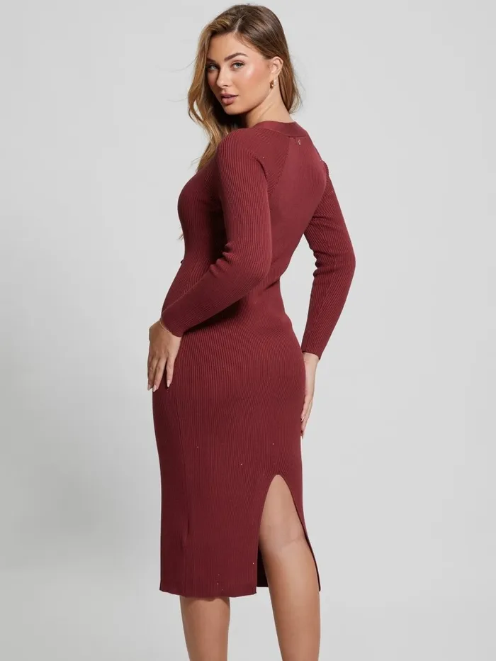 Dresses and Jumpsuits Celia Sequin Sweater Dress Tahiti Red Multi 8211 GUESS Women Dresses and Jumpsuits Celia Sequin Sweater Dress Tahiti Red Multi 8211 GUESS Women