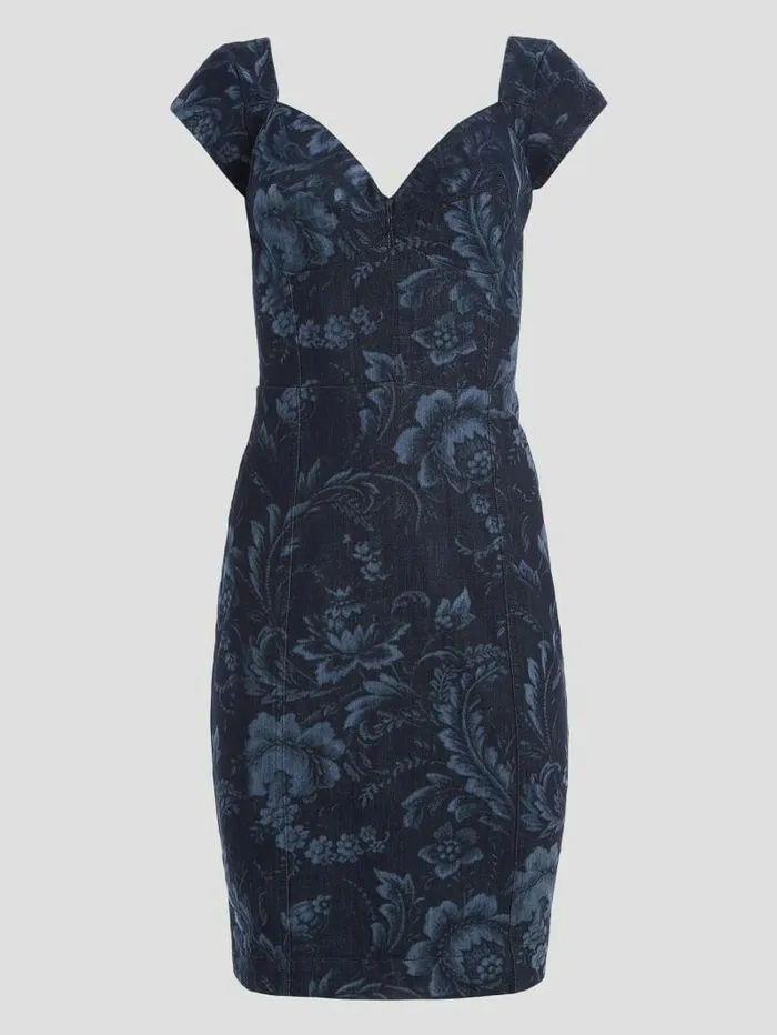 Dresses and Jumpsuits GUESS Women Eco Adie Denim Dress Wild Flower Laser Print