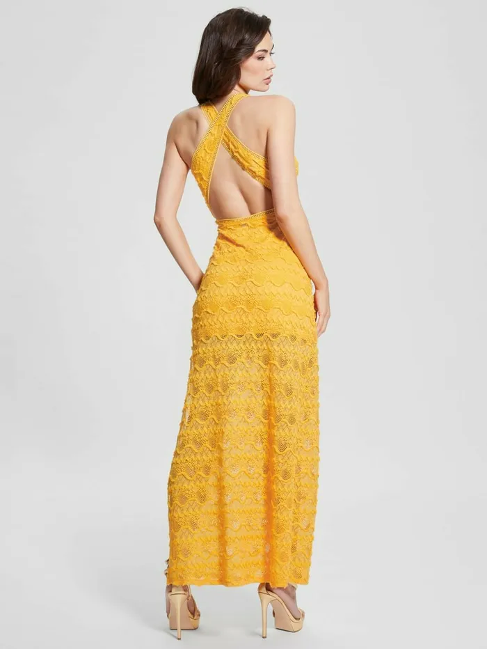 Dresses and Jumpsuits Women GUESS Liza Lace Maxi Dress Laguna Yellow Dresses and Jumpsuits Women GUESS Liza Lace Maxi Dress Laguna Yellow