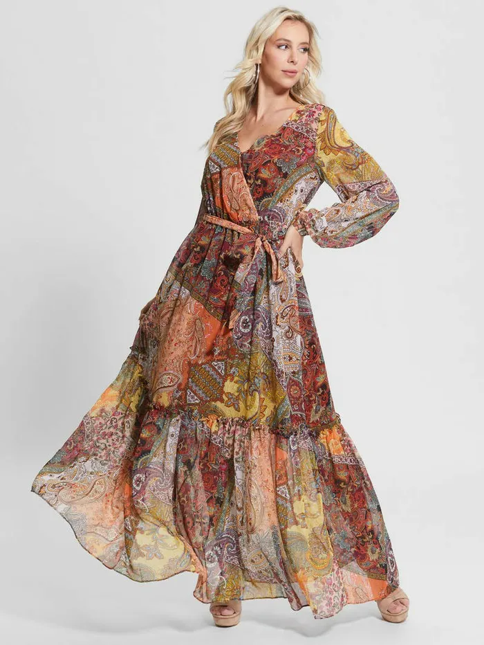 Dresses and Jumpsuits Women Oriane Maxi Dress Paisley Fields Print GUESS Dresses and Jumpsuits Women Oriane Maxi Dress Paisley Fields Print GUESS