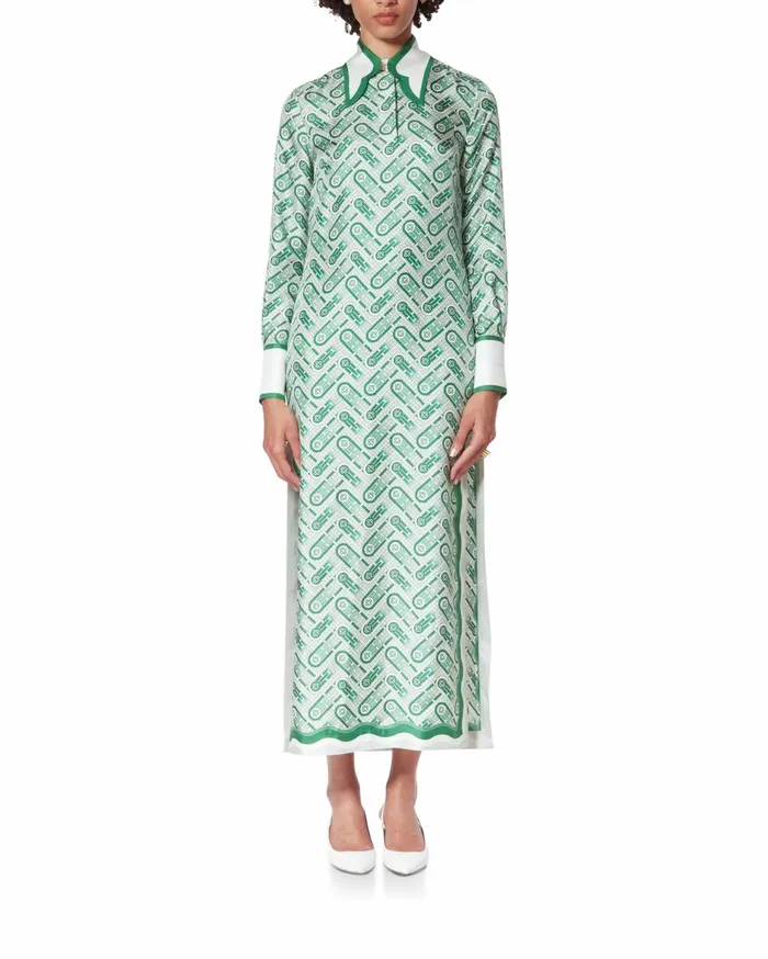 Dresses Women Casablanca Paris Ping Pong Monogram Silk Dress Dresses Women Casablanca Paris Ping Pong Monogram Silk Dress