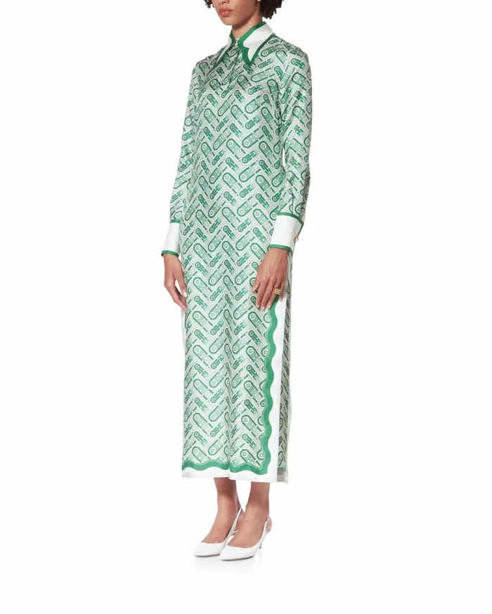 Dresses Women Casablanca Paris Ping Pong Monogram Silk Dress Dresses Women Casablanca Paris Ping Pong Monogram Silk Dress
