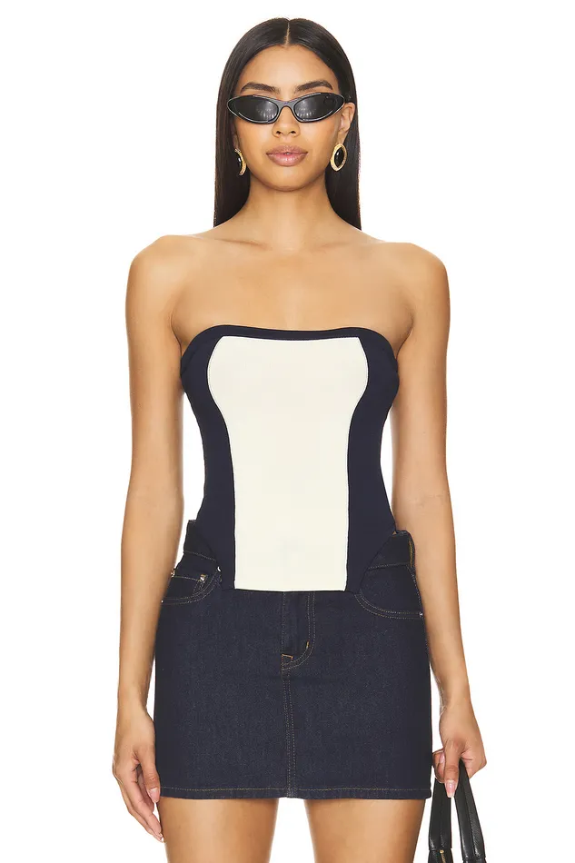 Drusilla Tube Top Beige and Black Women Lovers and Friends Tops