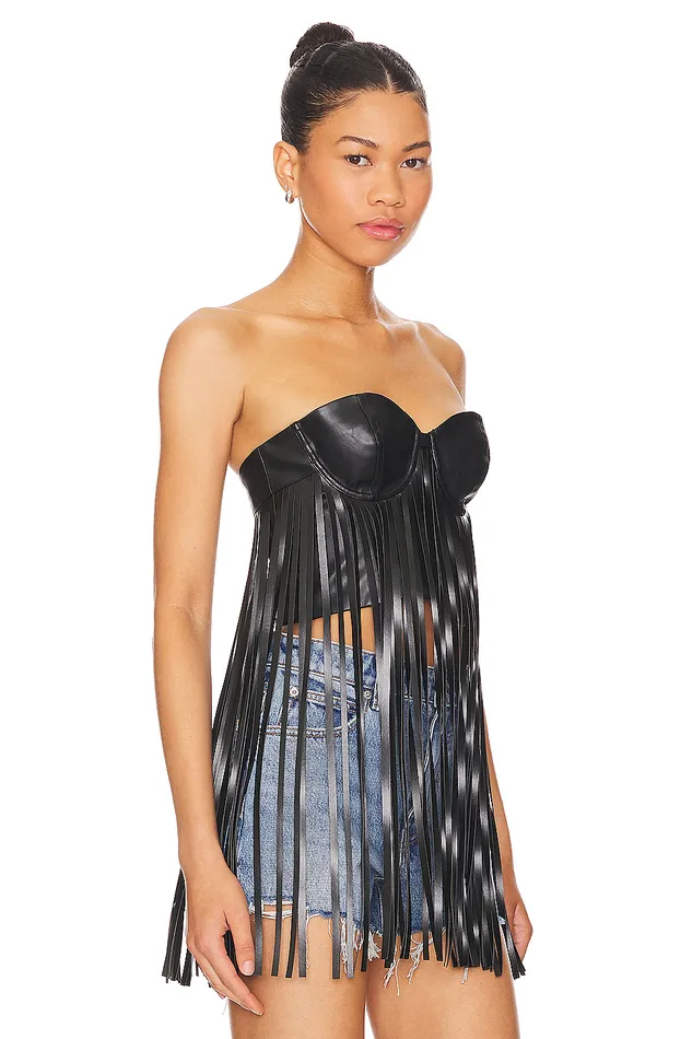 Dutton Faux Leather Top Black Women Lovers and Friends Tops Dutton Faux Leather Top Black Women Lovers and Friends Tops