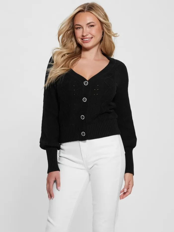 Eco Brielle Cardigan Sweater Black Women Tops GUESS