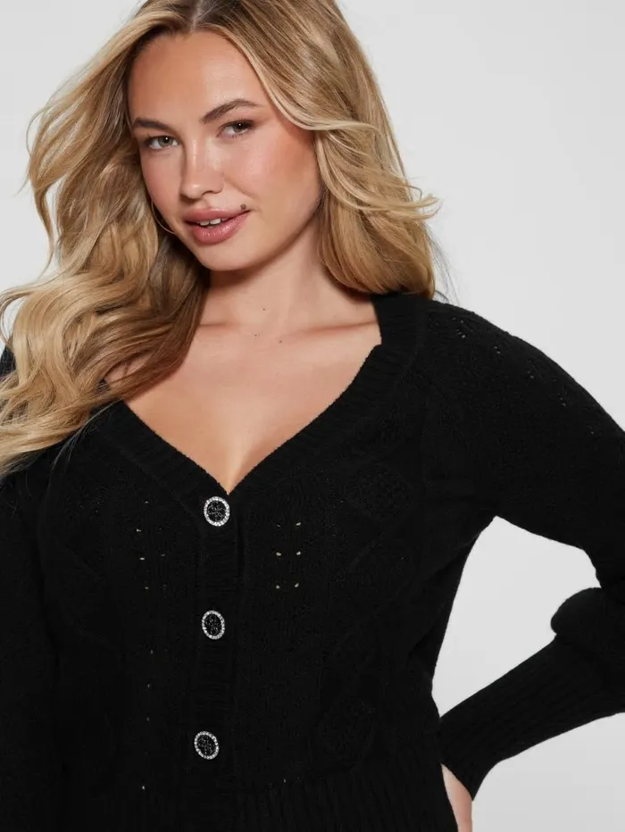 Eco Brielle Cardigan Sweater Black Women Tops GUESS Eco Brielle Cardigan Sweater Black Women Tops GUESS