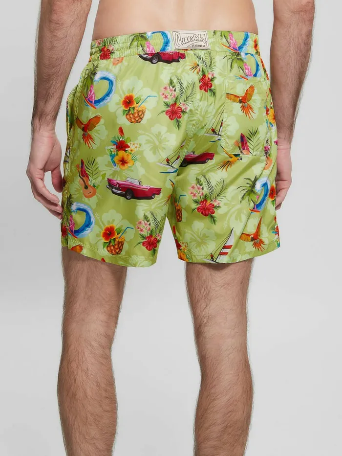 Eco Hawaii Woven Swim Trunks Hawaii Print Men Pants and Shorts GUESS